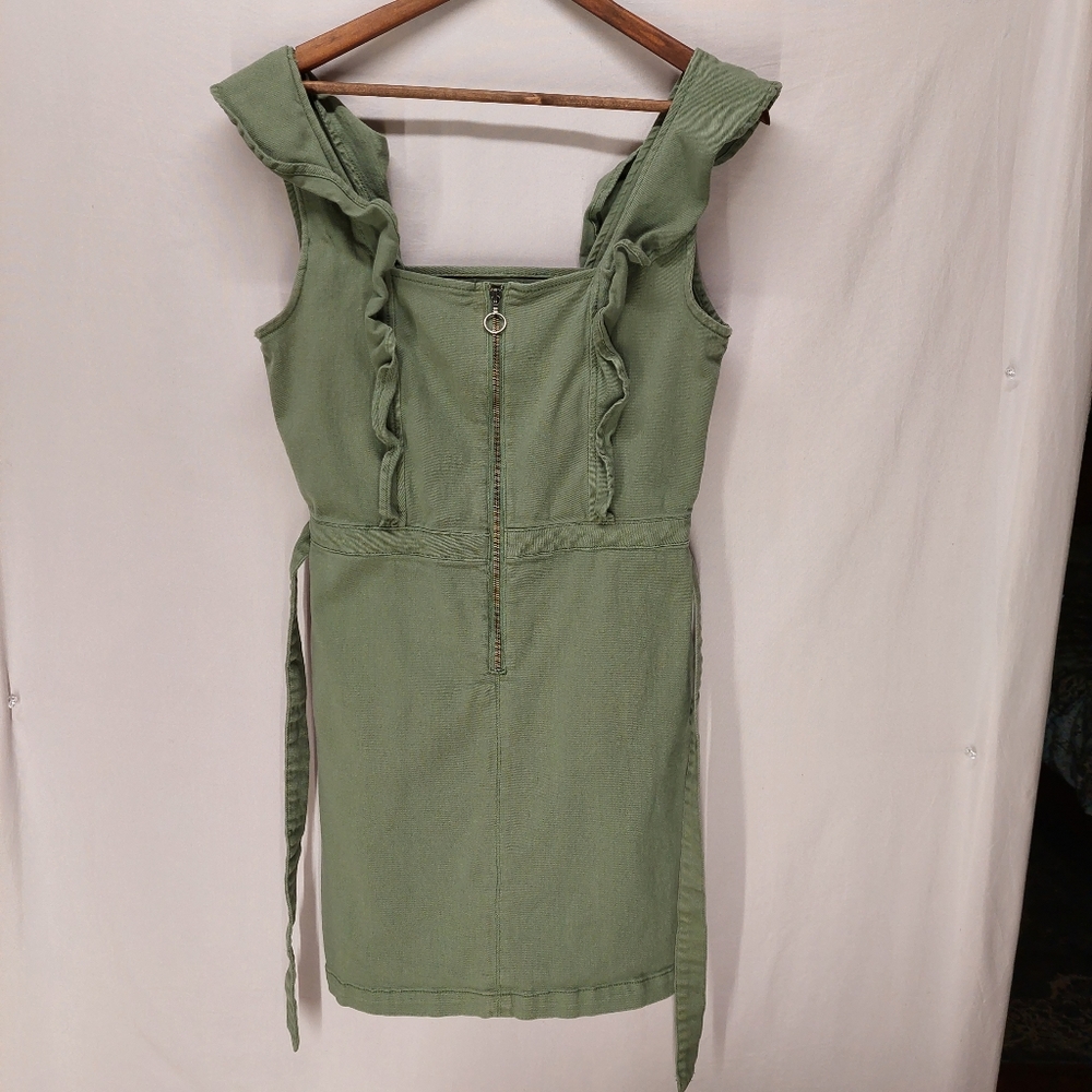 Tinsel ruffle strech green dress size M y2k 99% cotton 1% spandex Nordstrom